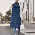 thumbnail image 4 of MRULIC cardigan for women Women's Long Winter Coat Vest With Hood Sleeveless Warm Down Coat With Pockets Quilted Vest Down Jacket Quilted Outdoor Jacket Women's Cardigan Navy Blue + 5XL, 4 of 9