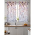 thumbnail image 2 of Pink Purple Brown Geometric Tier Curtains 45 Inch Length,Sheer Curtains for Bedroom Living Room Window Modern Abstract Ombre Rod Pocket Drapes Kitchen Curtains Small Half Window 27.5"x45" 2 Panels, 2 of 7