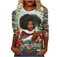 thumbnail image 2 of Craaazy Shirts for Women Christmas Print 3/4 Sleeve Holiday Loose Tops Gifts, 2 of 5