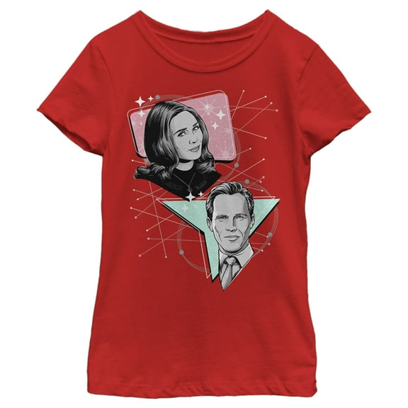 Girl's Marvel WandaVision Retro Pastel Graphic Tee Red Small
