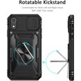 thumbnail image 2 of iPhone XR Case with Slide Camera Cover Drop Tested Military Grade Heavy Duty Protective Durable Sturdy Rotate Ring Kickstand Phone Case for iPhone XR(Black), 2 of 7