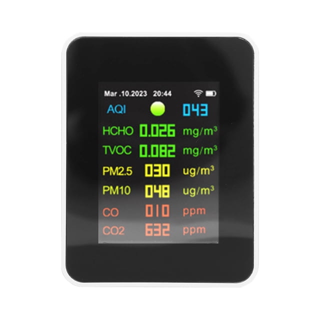 Detector de Aire Wifi, Probador de del Aire PM2.5 PM10 PM10 CO CO2 CO2 Alta Sensibilidad Hueca Atrás Con Cable USB para Lugares Públicos