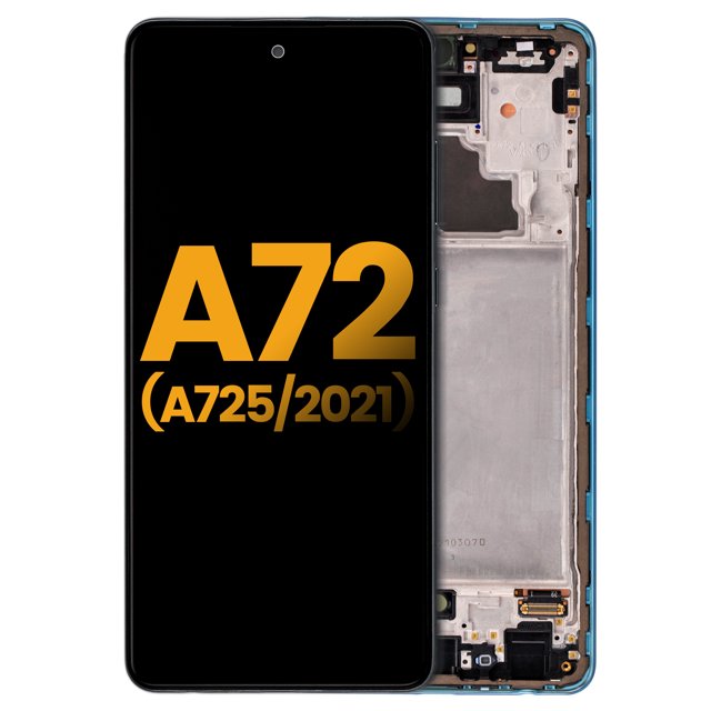 Assemblage de Remplacement OLED avec Cadre Compatible pour Samsung A72 (A725 / 2021) (Reconditionné) (Awesome Blue)