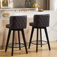thumbnail image 3 of TEWLOSS Counter Height Bar Stools Set of 2, 27.5in Swivel PU Leather Bar Chairs with Curved Back for Kitchen Island, Brown, 3 of 7