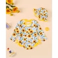 thumbnail image 3 of KIMI BEAR Newborn Baby Girls One-piece Swimsuit 0-3 Months Bathing Suit Ruffle Long Sleeves Floral Beach Wear UPF 50+ Rash Guard Swimwear with Hat 2pcs Yellow, 3 of 10
