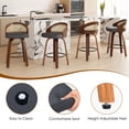 thumbnail image 3 of Modern Rattan Back PU Leather Bar Stools Set of 2 with Footrest, 3 of 9