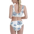 thumbnail image 3 of Picia Pale Blue Lotus Flowers Women's High Waisted Bikini Scoop Neck Swimsuit Two Pieces Bathing Suit-Large, 3 of 8