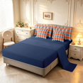 thumbnail image 3 of Manfei Checkered Art 7-Piece King Bedding,Geometric Plaid King Bed in a Bag,Orange Blue Black,Navy Blue Reversible, 3 of 7