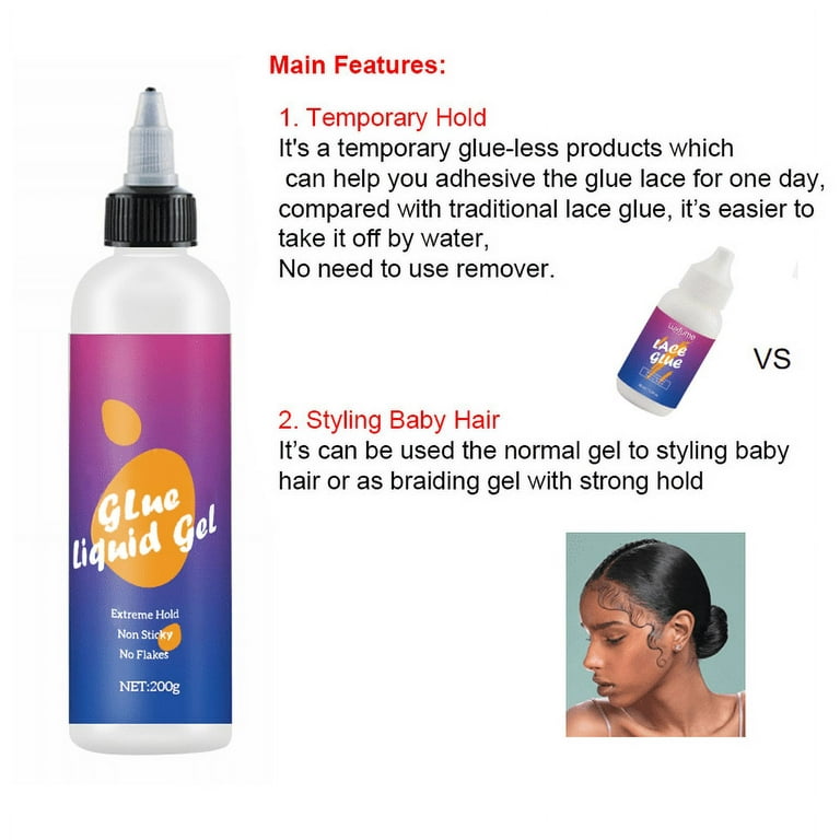 niuredltd wig glue gel one time quick drying for easy wig removal quick  acting mild for wig systems to hairspray 200ml 