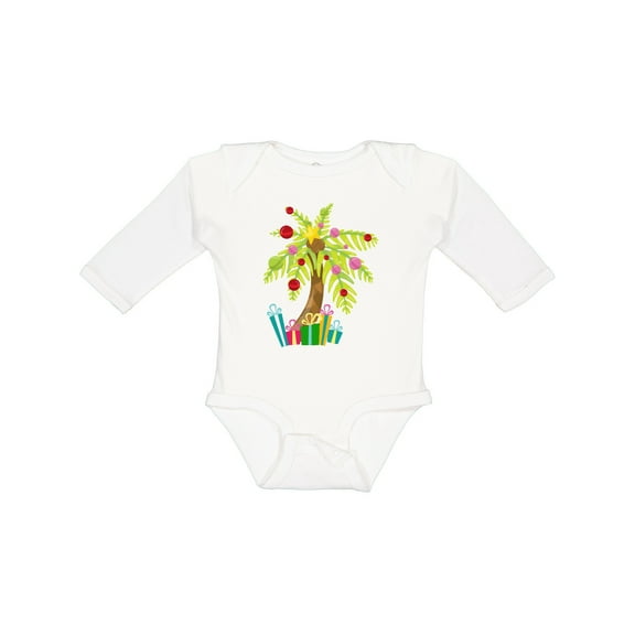Inktastic Christmas Palm Tree with Presents Boys or Girls Long Sleeve Baby Bodysuit