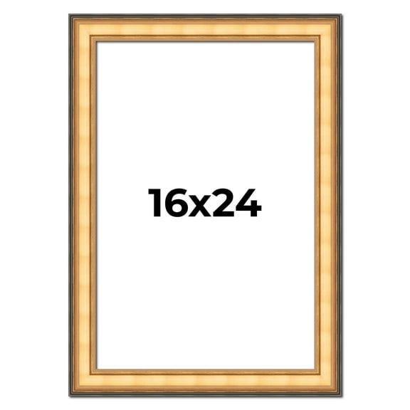 16x24 Frame Gold Plein Aire Solid Wood Picture Frame Width 2 Inches | Interior Frame Depth 0.5