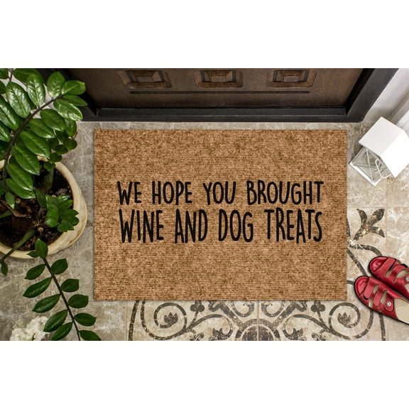 Hope You Brought Wine & Dog Treats v2 Door Mat | Housewarming Gift | Custom Doormat Closing Gift | Welcome Doormat | Front Door