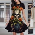thumbnail image 2 of Sunflower Skull Women's Classic Swing Skater Dress Casual Work Party Cocktail Dresses, 2 of 6