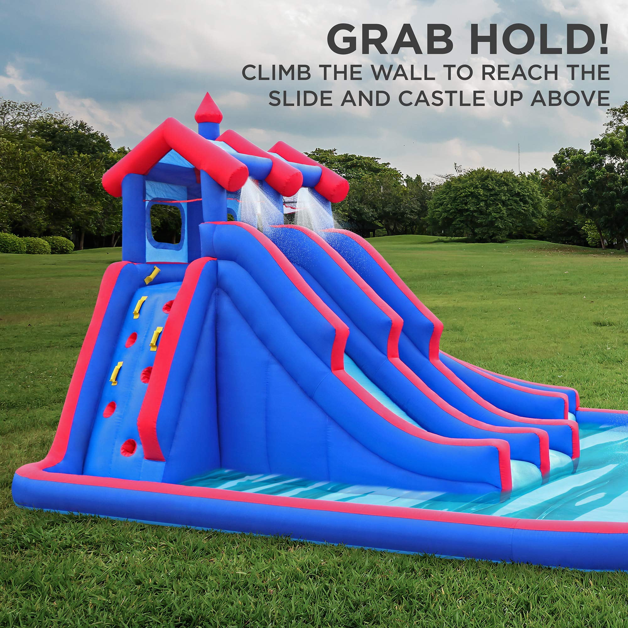 Sunny & Fun Fun Soft Bounce Water Slide with Pool for Kids, Blue