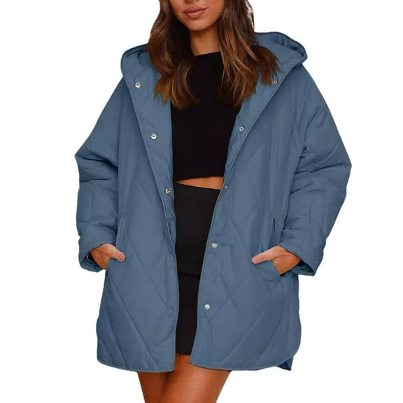 Women's Lightweight Quilted Hooded Jacket Casual Winter Coat Fashion Outerwear for Business and Daily Wear
