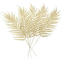 SEWCHICS Set of 5 Golden Artificial Christmas Leaves Ornaments with PVC and Iron Wire for Home and Party Decoration