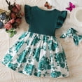 thumbnail image 4 of HCNTES Children Toddler Kids Summer Princess Dress with Puff Sleeve Casual Beach Dress for Little Girls Big Kids 2T 3T 4T 5T 6T 7T(18-24 Months,F02-Green), 4 of 6