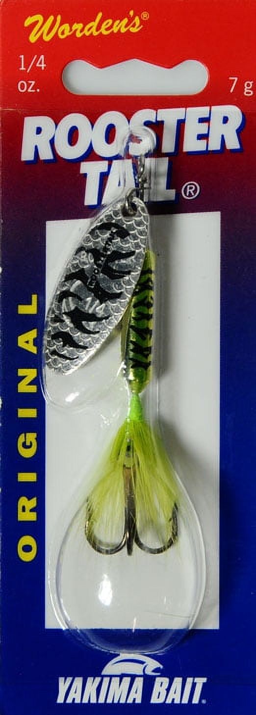 Yakima Bait Worden's Original Rooster Tail Fishing Lure, Metallic Chartreuse Tiger, 1/4 oz., Size 6, 212 Mct