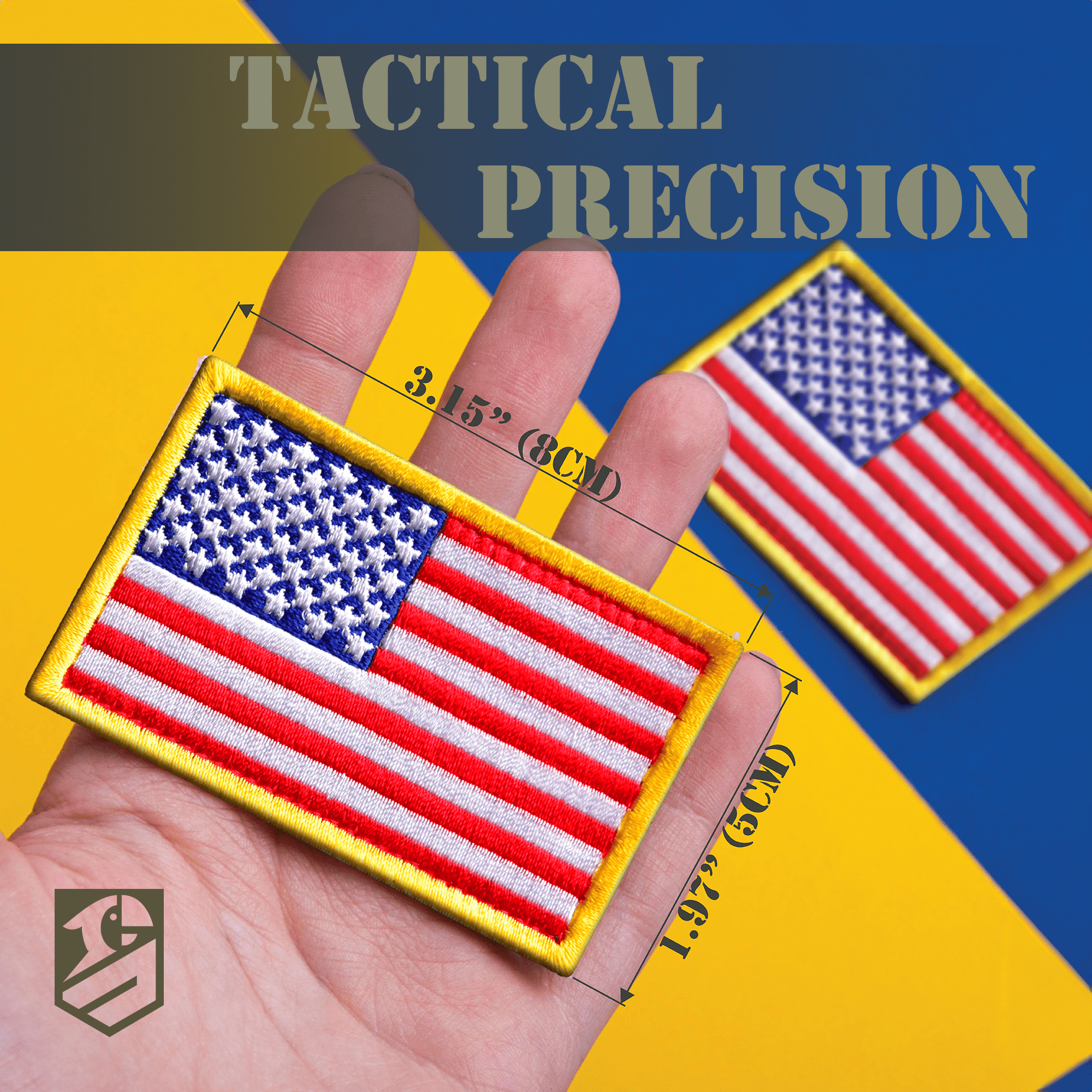 Bluyellow 10Pcs American Flag Patch Set - Embroidered Tactical Patches with Hook and Loop Fastener for Backpacks, Vests, Jackets, and Dog Harnesses - Durable USA Flag Patches, Sew-On Option, 2x3"