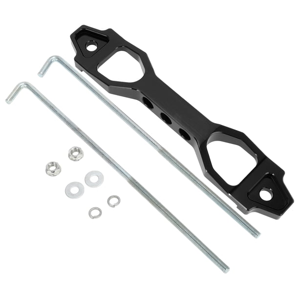 Soporte de batería universal para automóvil Unique Bargains, soporte de bloqueo de batería de aleación de aluminio negro, 1 juego con ganchos en J, tuercas, arandelas y manguitos protectores