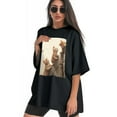 thumbnail image 3 of Plus Size Shirt for Women Black Tops for Women Short Sleeves Shirt for Women Cats T Shirt Crewneck Shirt for Women XL, 3 of 5