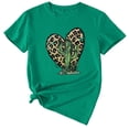 thumbnail image 2 of Anbech Heart Printed T-Shirt for Women Casual Leopard Graphic Heart Cactus Junior Girls Short Sleeve Tee Tops with Crew Neck, 2 of 3