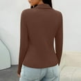thumbnail image 6 of UTSJKR Womens Thumb Holes Ribbed Long Sleeve Tops for Women Pullover Sweaters Y2K Going Out Tops Deep V Neck Trendy Shirt Brown L, 6 of 9