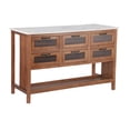 thumbnail image 3 of Christopher Knight Home 55.7" Kitchen Island Table with Glass Front and 6 Drawers, Marble Top, Brown, 3 of 13