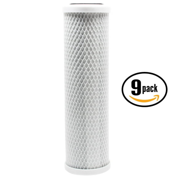 9-Pack Replacement DuPont WFPF13003B Activated Carbon Block Filter - Universal 10 inch Filter for DuPont Whole House Water Filtration System - Denali Pure Brand