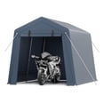 thumbnail image 1 of Gray 7x12 ft portable outdoor almacenamiento shed & carport con roll-up, ventilated zipper door y windows, 1 of 8