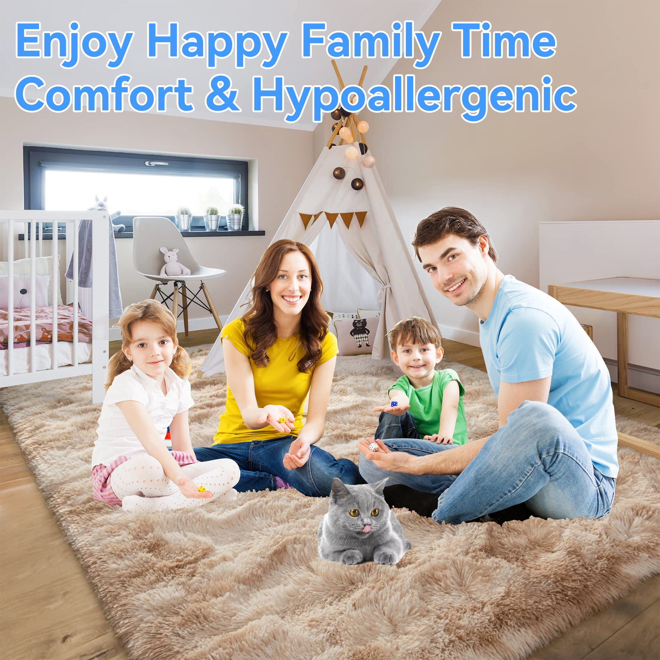 HioHa 8'x10' Area Rugs for Living Room Large Soft Carpets for Bedroom Office, Machine Modern Dining Room Non-Slip Traditional Plush Rugs