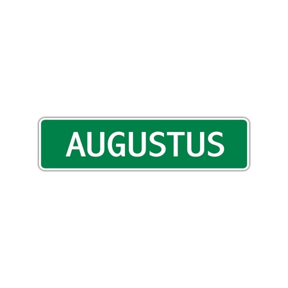 Augustus Boys Children Indoor Outdoor Name Letter Printed Label Wall Plaque Decoration Aluminum Metal Sign 4"x18"