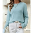 thumbnail image 6 of Womens Soft Knit Sweater Fall Dressy Casual Pullover Tops Light Blue XL, 6 of 8