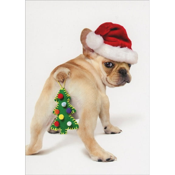 Avanti Press Puppy with Ornament Hanging on Tail Funny / Humorous Christmas Card