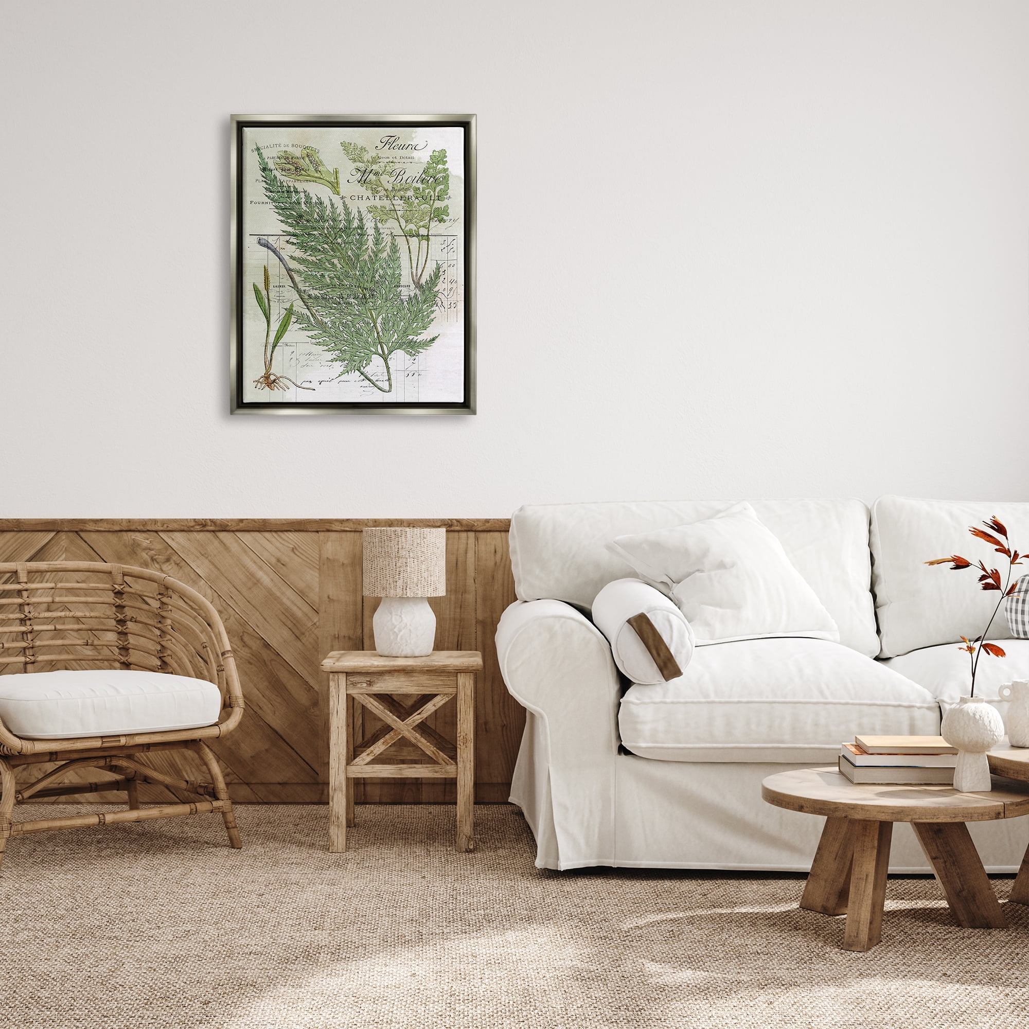 Stupell Vintage Nature Fern Studies Botanical & Floral Painting Gray Floater Framed Art Print Wall Art