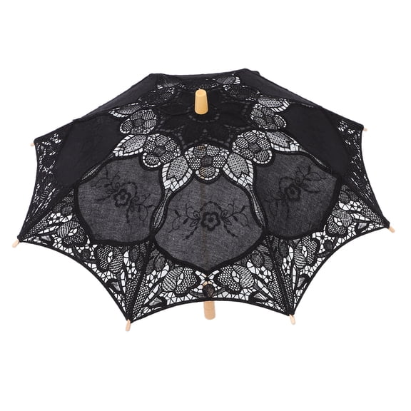 FELTECHELECTR vintage lace umbrella Lace Umbrella Black 1Pcs Photography Prop Wedding Photography