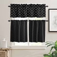 thumbnail image 2 of Abstract Line Kitchen Curtains Valance and Tier Set Herringbone Black White Modern Simple Rod Pocket Short Curtains for Small Window 3 Pieces Set for Bedroom Bathroom Cafe (54" x 18"+27" x 24"), 2 of 7