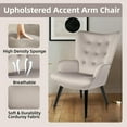 thumbnail image 6 of Modern Corduroy Accent Chair Set Of 2, High Back Gray Wingback Chairs - Plush Tufted Lounge Chair for Living Room, Bedroom, Waiting Room, 6 of 8