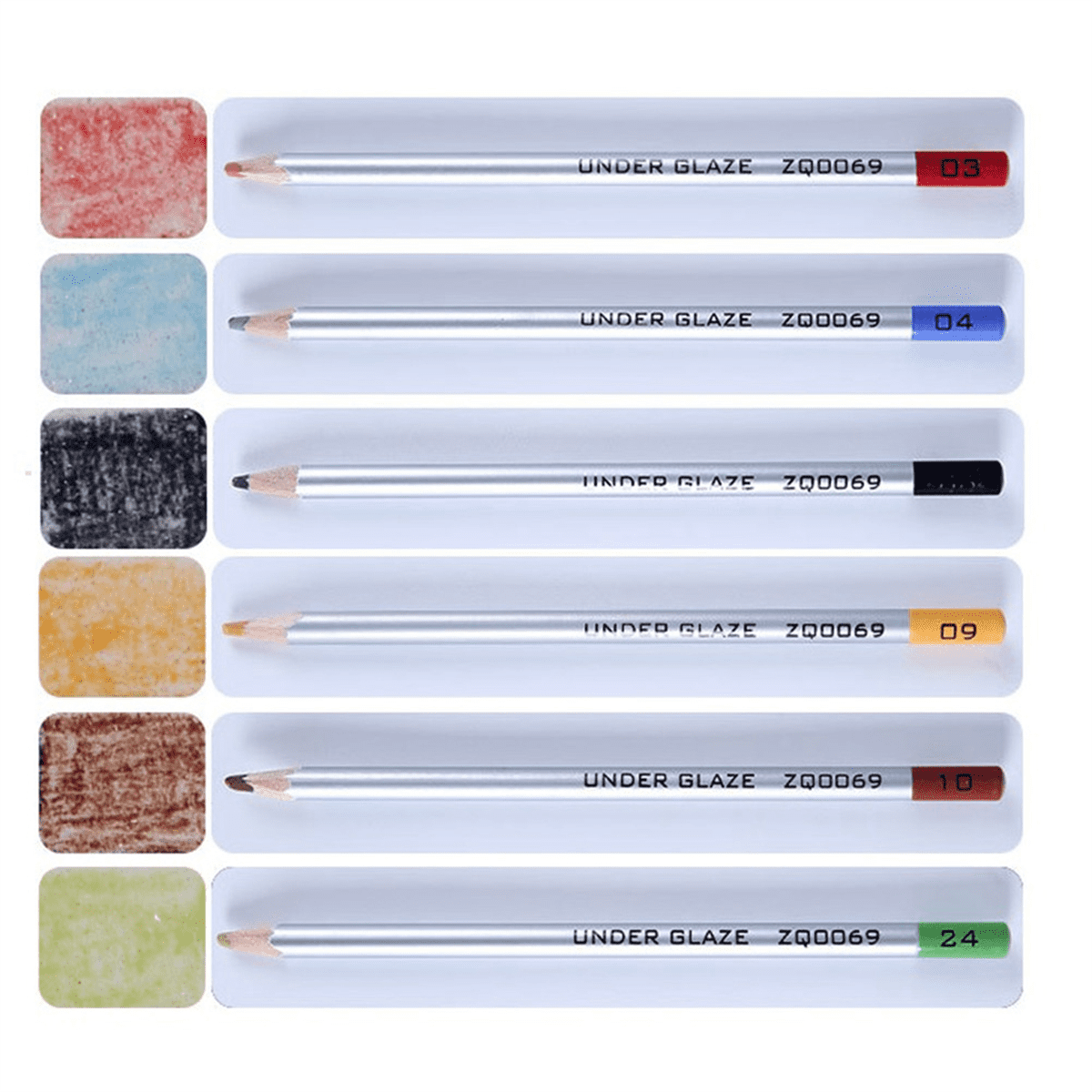 6Pcs Underglaze Pencils for Pottery for Decorating Fused Glass and Under Glaze Ceramics