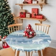 thumbnail image 2 of Round Fitted Tablecloths with Elastic Edge Winter Forest Deer Snowflake Waterproof Table Cover for Kitchen Dining Party Decor,36" - 44", 2 of 9