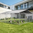 thumbnail image 3 of Ironovahome 15.3'x15.3' Extra Large Outdoor Dog Kennel, Heavy Duty Dog Kennel with Water & UV-Resistant Proof, Galvanized Steel Metal Dog Enclosure with Dual Safety Lock, 3 of 11