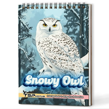TSPVOTUS Snowy Owl Coloring Book for All Ages A5 Wooden Cover 30 Beautiful Birds Coloring Pages of Frozen Winter Scenes for Stress Relief and Relaxation
