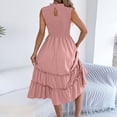 thumbnail image 6 of Women's 2026 Casual Loose Plain Maxi Sundress Smocked Elastic Waist Tank Dress Sleeveless Summer Beach Tiered Long Dresses, 6 of 7