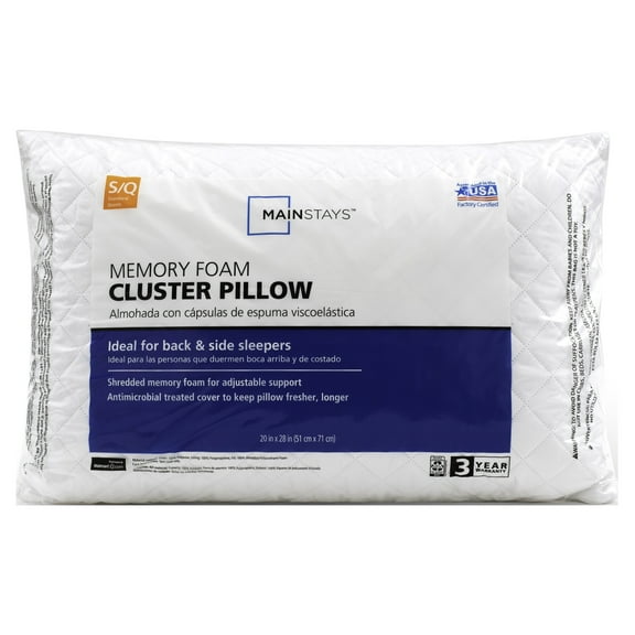 Mainstays Memory Foam Cluster Bed Pillow