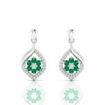 thumbnail image 2 of Sterling Silver Classic Drop Emerald Flower Earrings || Easter Day Gift Earring, Gift for Her Earring || Silver Diary, 2 of 5