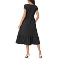 thumbnail image 3 of INSPIRE CHIC Women's Casual Tiered Dress with Pockets Round Neck Ruffle Hem Short Cap Sleeve Knit Midi Dress Black S, 3 of 5