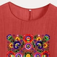 thumbnail image 4 of jtjvou Women's Short Sleeve Tees Floral Shirts Crewneck Pullover Plus Size Trendy Fashion Lady Summer Going out Tops for Teen Red,XL, 4 of 4