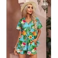 thumbnail image 5 of Ekouaer Womens Hawaiian 2 Piece Outfit Short Sleeve Button Down Shirt and Shorts Tracksuit Lounge Set, 5 of 5