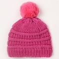 thumbnail image 2 of Karoyedx Hat for Girls Toddler Baby Boys Girls Knitted Cap Beaniess Pompom Elastics Turban Winter Warm Hat Hot Pink Size,One Size, 2 of 4