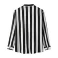 thumbnail image 4 of GZWYHT Mens Casual Button Down Shirts,Mens Shirts Male Casual Autumn Striped Print Shirt Stand Collar Long Sleeve Pocket Shirt Blouse Long Sleeve Shirts,Big And Tall Shirts Black L, 4 of 7